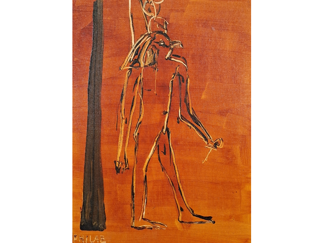 Acryl schilderij op paneel, maya wildevuur, egypte - afbeelding 1 van  8