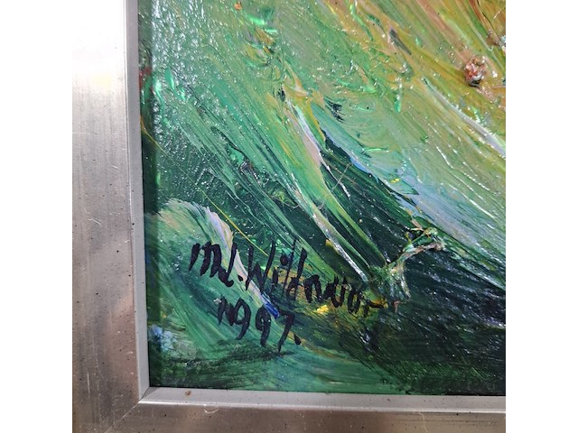 Acryl schilderij op paneel, maya wildevuur, hooghalen/midwold, 1997 - afbeelding 8 van  11