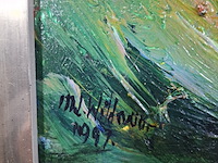 Acryl schilderij op paneel, maya wildevuur, hooghalen/midwold, 1997 - afbeelding 8 van  11