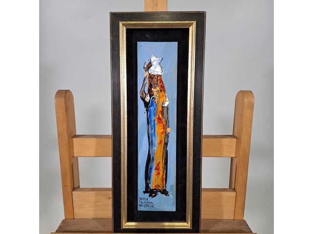 Acryl schilderij op paneel, maya wildevuur, jaipur, 2002 - afbeelding 2 van  8