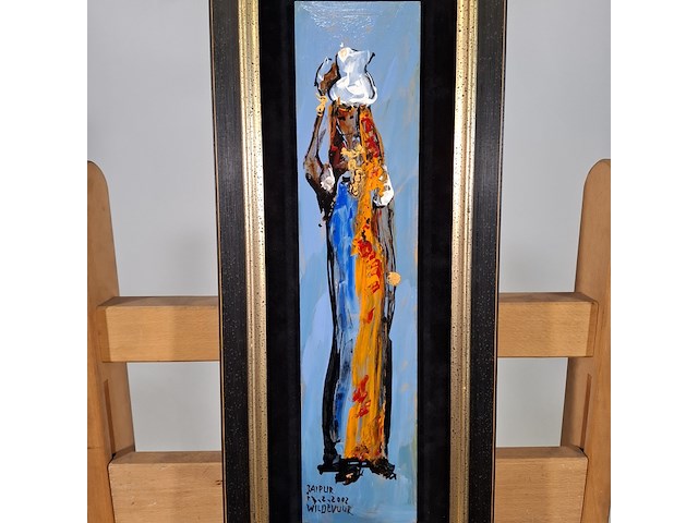 Acryl schilderij op paneel, maya wildevuur, jaipur, 2002 - afbeelding 4 van  8