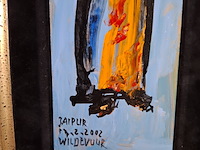 Acryl schilderij op paneel, maya wildevuur, jaipur, 2002 - afbeelding 5 van  8