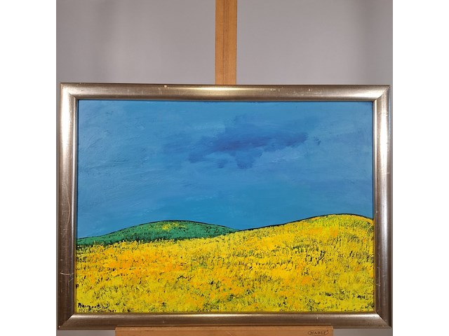 Acryl schilderij op paneel, maya wildevuur, landschap, 1997 - afbeelding 2 van  9