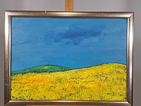 Acryl schilderij op paneel, maya wildevuur, landschap, 1997 - afbeelding 3 van  9
