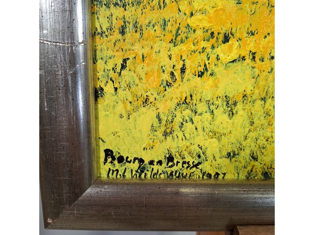 Acryl schilderij op paneel, maya wildevuur, landschap, 1997 - afbeelding 5 van  9