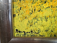 Acryl schilderij op paneel, maya wildevuur, landschap, 1997 - afbeelding 5 van  9