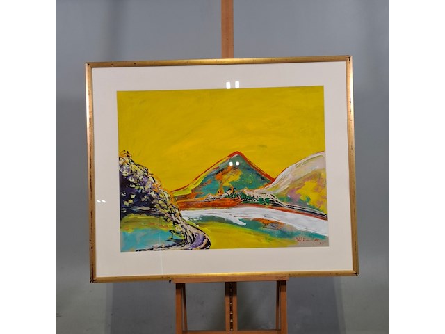 Acryl schilderij op paneel, maya wildevuur, landschap, 1997 - afbeelding 1 van  7