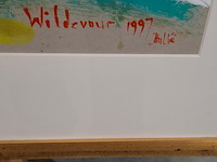 Acryl schilderij op paneel, maya wildevuur, landschap, 1997 - afbeelding 4 van  7
