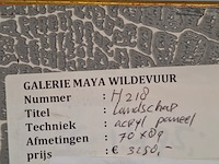 Acryl schilderij op paneel, maya wildevuur, landschap, 1997 - afbeelding 7 van  7
