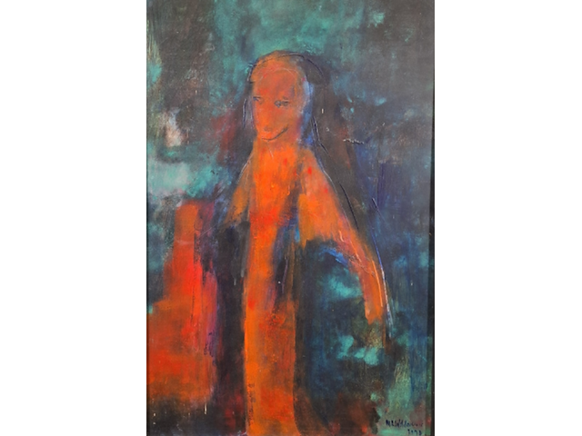 Acryl schilderij op paneel, maya wildevuur, spook, 1993 - afbeelding 1 van  8