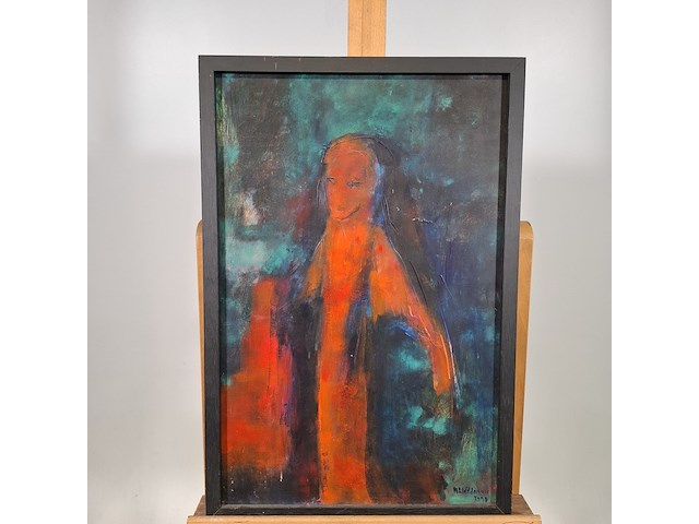 Acryl schilderij op paneel, maya wildevuur, spook, 1993 - afbeelding 2 van  8