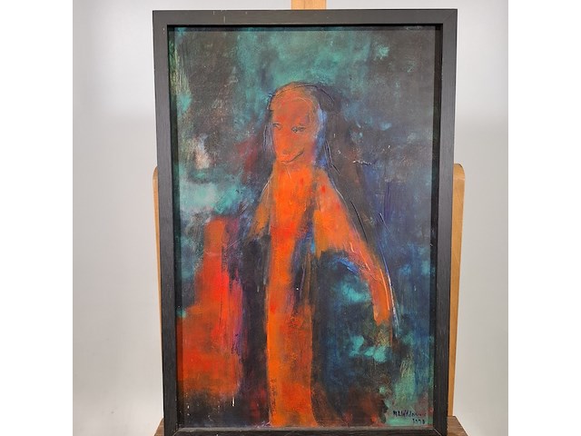 Acryl schilderij op paneel, maya wildevuur, spook, 1993 - afbeelding 3 van  8