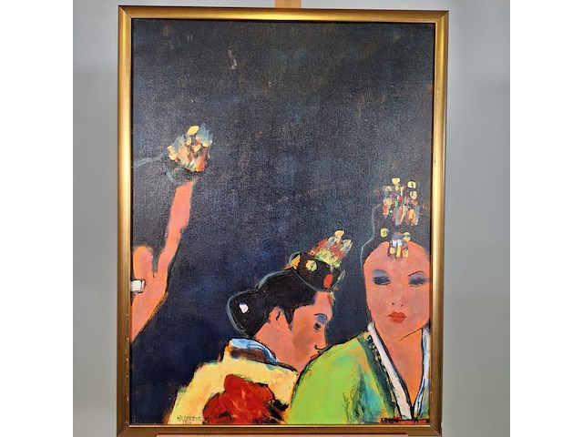 Acryl schilderij op paneel, maya wildevuur, twee vrouwen - afbeelding 2 van  8