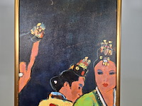 Acryl schilderij op paneel, maya wildevuur, twee vrouwen - afbeelding 2 van  8