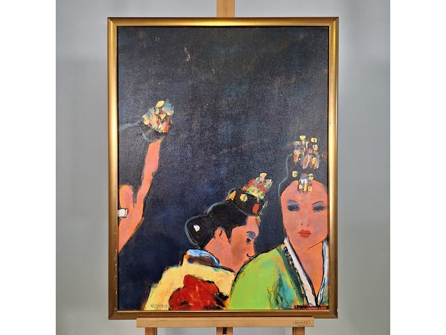 Acryl schilderij op paneel, maya wildevuur, twee vrouwen - afbeelding 3 van  8