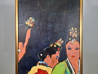 Acryl schilderij op paneel, maya wildevuur, twee vrouwen - afbeelding 3 van  8