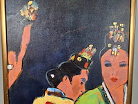 Acryl schilderij op paneel, maya wildevuur, twee vrouwen - afbeelding 4 van  8