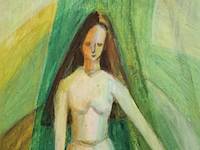 Acryl schilderij op paneel, maya wildevuur, vrouw, 1974 - afbeelding 1 van  7