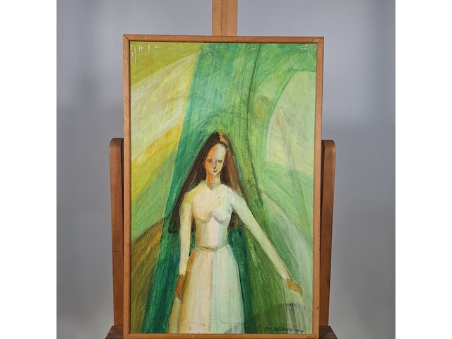 Acryl schilderij op paneel, maya wildevuur, vrouw, 1974 - afbeelding 2 van  7