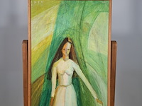 Acryl schilderij op paneel, maya wildevuur, vrouw, 1974 - afbeelding 2 van  7
