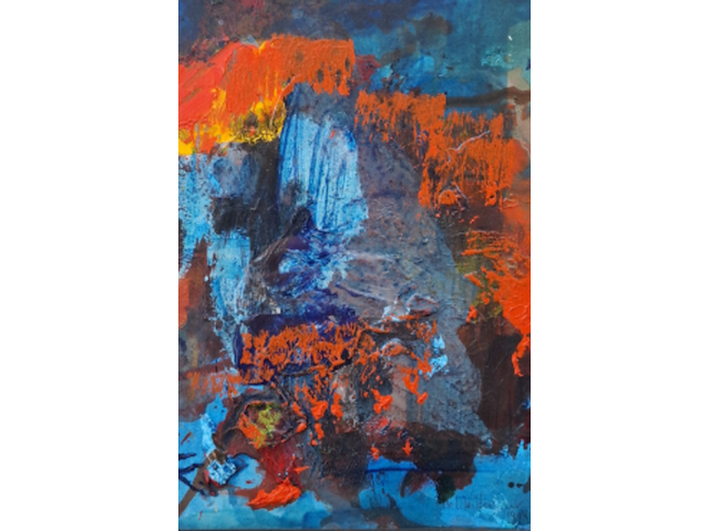 Acryl schilderij op papier, maya wildevuur, abstract, 1994 - afbeelding 1 van  10