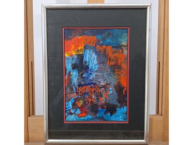 Acryl schilderij op papier, maya wildevuur, abstract, 1994 - afbeelding 3 van  10