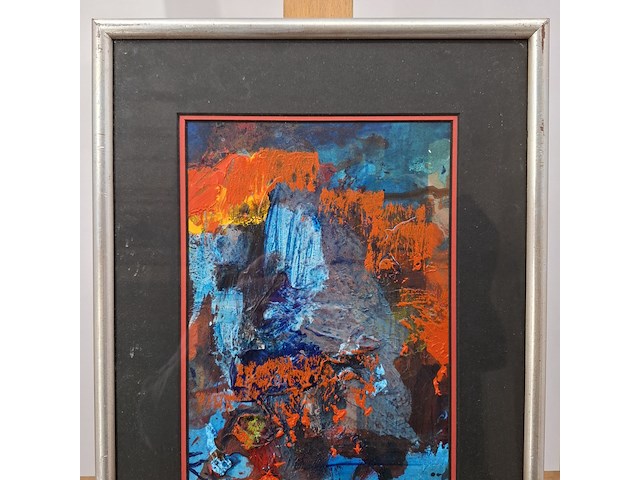 Acryl schilderij op papier, maya wildevuur, abstract, 1994 - afbeelding 4 van  10