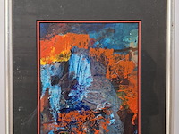 Acryl schilderij op papier, maya wildevuur, abstract, 1994 - afbeelding 4 van  10