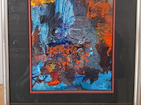 Acryl schilderij op papier, maya wildevuur, abstract, 1994 - afbeelding 5 van  10