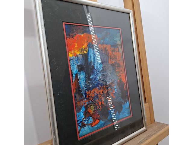 Acryl schilderij op papier, maya wildevuur, abstract, 1994 - afbeelding 7 van  10