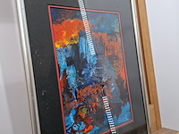Acryl schilderij op papier, maya wildevuur, abstract, 1994 - afbeelding 7 van  10