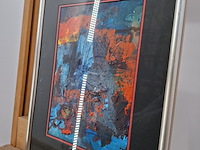 Acryl schilderij op papier, maya wildevuur, abstract, 1994 - afbeelding 8 van  10