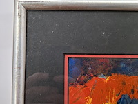 Acryl schilderij op papier, maya wildevuur, abstract, 1994 - afbeelding 9 van  10