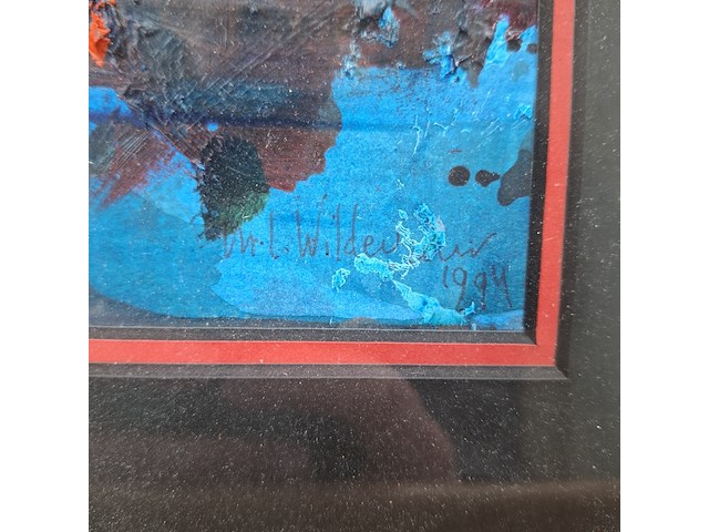 Acryl schilderij op papier, maya wildevuur, abstract, 1994 - afbeelding 6 van  10