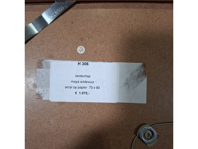 Acryl schilderij op papier, maya wildevuur, landschap, 1995 - afbeelding 2 van  11