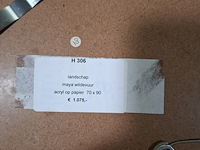 Acryl schilderij op papier, maya wildevuur, landschap, 1995 - afbeelding 2 van  11