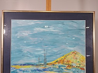 Acryl schilderij op papier, maya wildevuur, landschap, 1995 - afbeelding 4 van  11