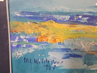 Acryl schilderij op papier, maya wildevuur, landschap, 1995 - afbeelding 9 van  11