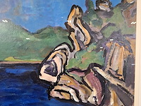 Acryl schilderij op papier, maya wildevuur, landschap, 2000 - afbeelding 5 van  9