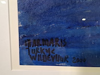 Acryl schilderij op papier, maya wildevuur, landschap, 2000 - afbeelding 6 van  9