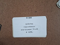 Acryl schilderij op papier, maya wildevuur, landschap, 2000 - afbeelding 9 van  9