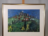 Acryl schilderij op papier, maya wildevuur, landschap, 2000 - afbeelding 4 van  10