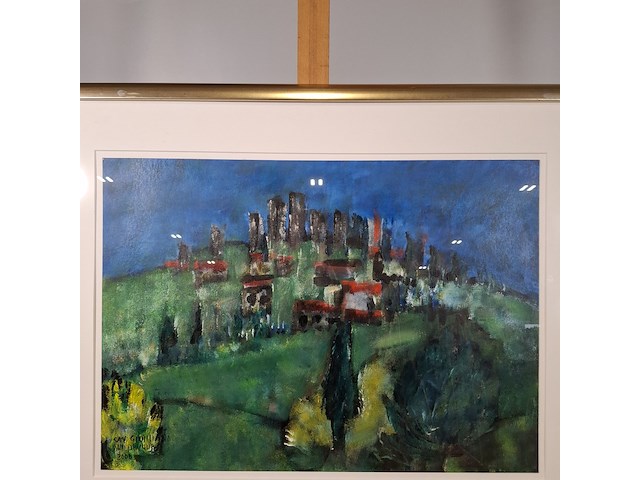 Acryl schilderij op papier, maya wildevuur, landschap, 2000 - afbeelding 5 van  10