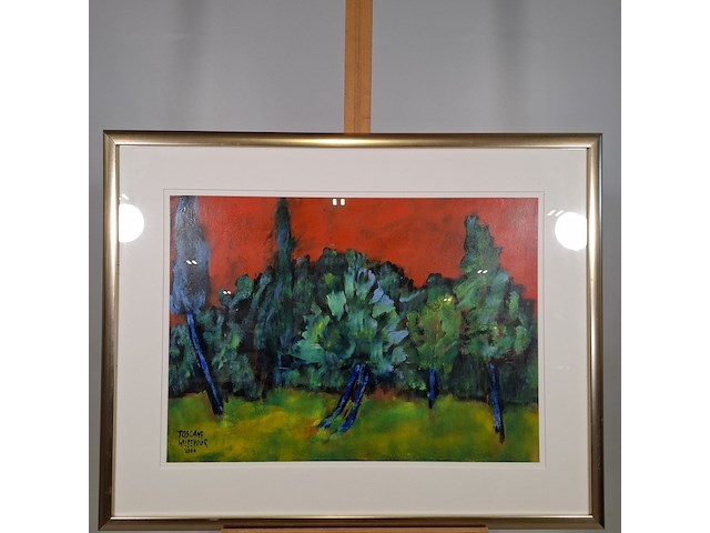 Acryl schilderij op papier, maya wildevuur, toscane, 2000 - afbeelding 2 van  8