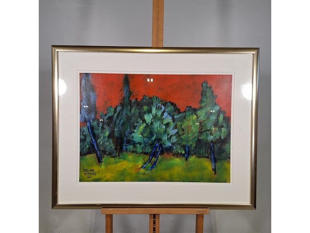 Acryl schilderij op papier, maya wildevuur, toscane, 2000 - afbeelding 3 van  8