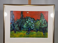 Acryl schilderij op papier, maya wildevuur, toscane, 2000 - afbeelding 3 van  8