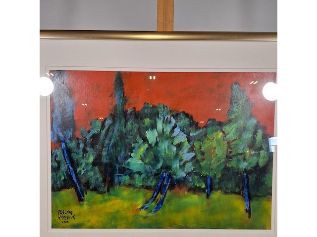 Acryl schilderij op papier, maya wildevuur, toscane, 2000 - afbeelding 4 van  8