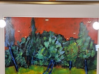 Acryl schilderij op papier, maya wildevuur, toscane, 2000 - afbeelding 4 van  8