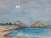 Acryl/pastel schilderij, maya wildevuur