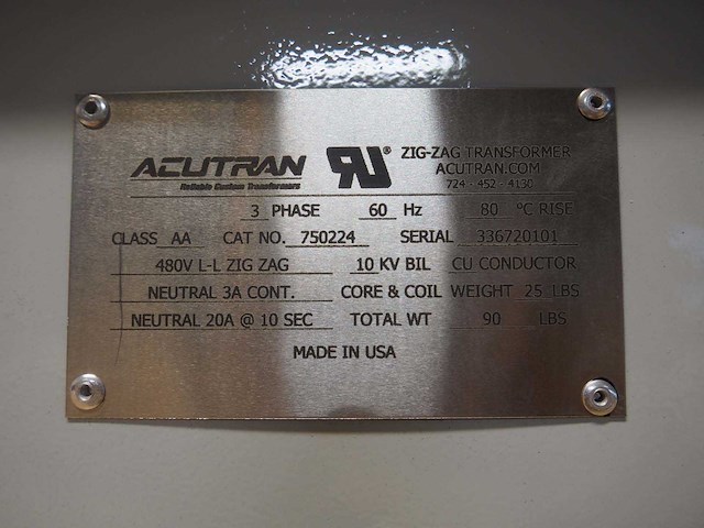 Acutra - 480v l-l zig-zag - 3 phase transformator (2x) - afbeelding 2 van  3